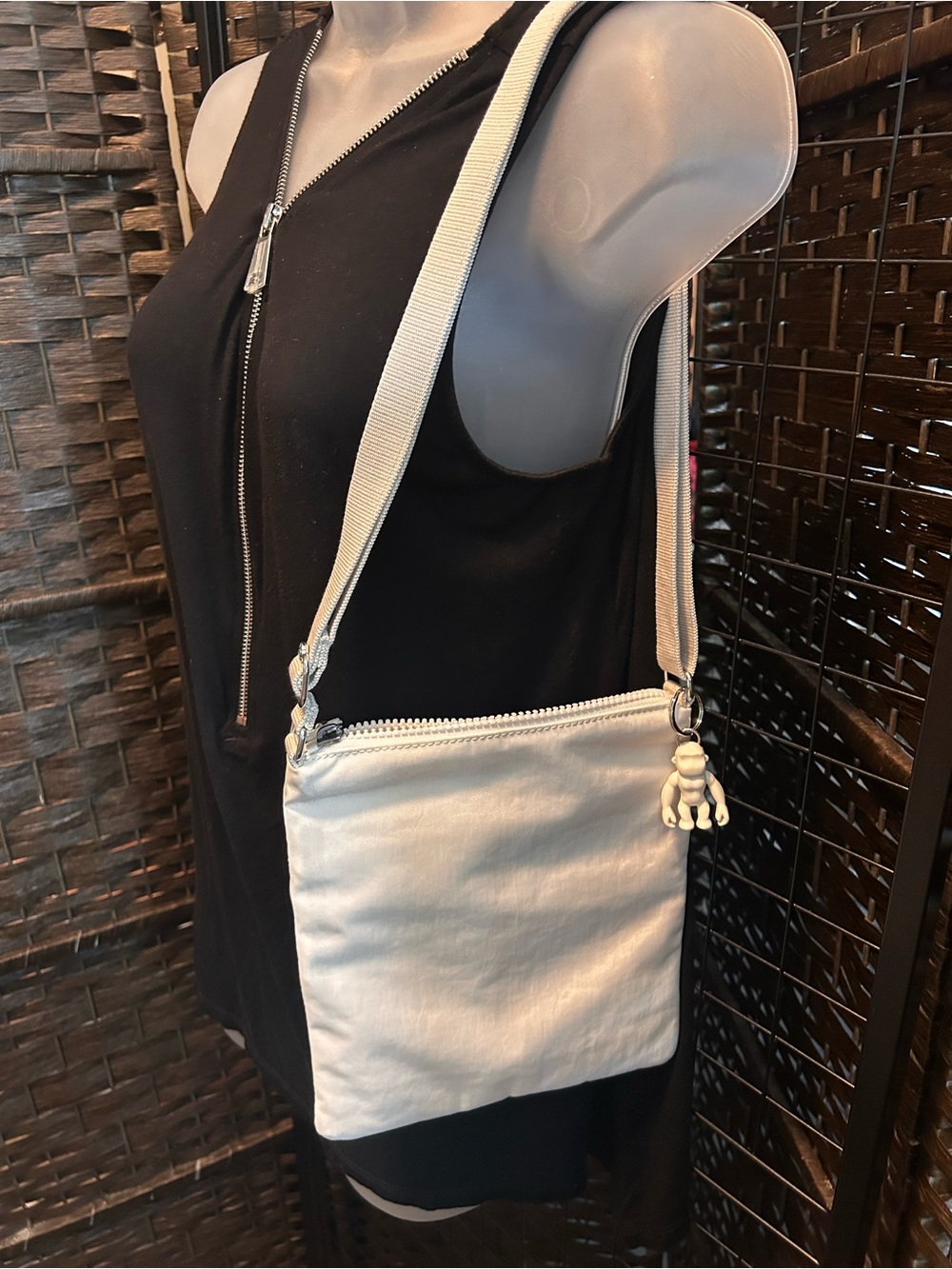 Kipling white keiko Crossbody Zip-Front Shoulder Bag